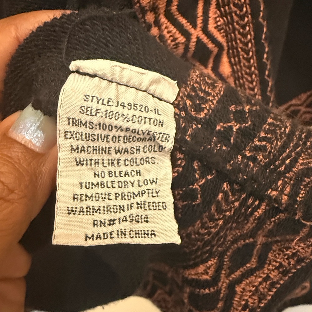 Johnny Was Black Cardigan with Rust Embroidery - Picture 5 of 6